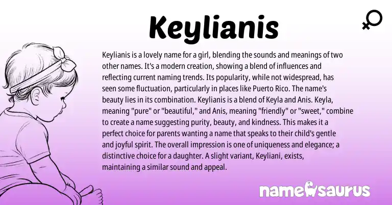 Infographic about Keylianis name meaning, Keylianis is a name from American origin(s).