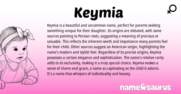 Infographic about Keymia name meaning, Keymia is a name from Persian origin(s).