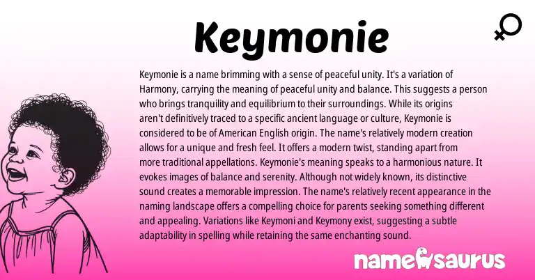 Infographic about Keymonie name meaning, Keymonie is a name from English origin(s).