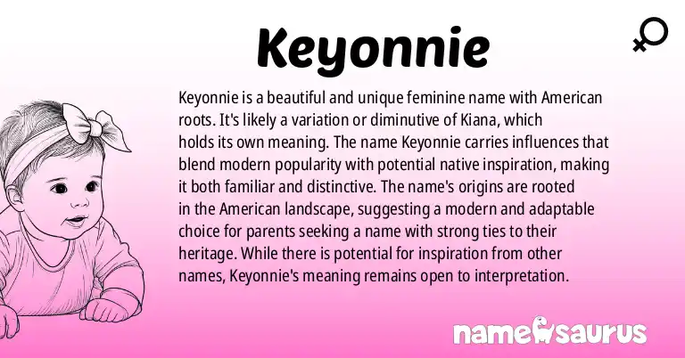 Infographic about Keyonnie name meaning, Keyonnie is a name from American origin(s).