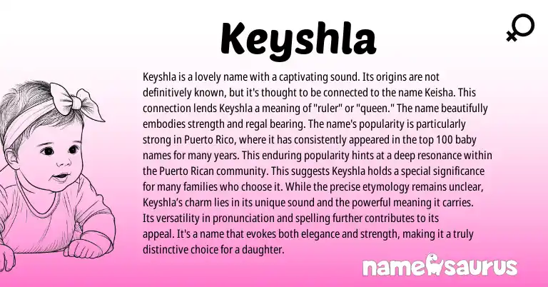Infographic about Keyshla name meaning, Keyshla is a name from Other origin(s).