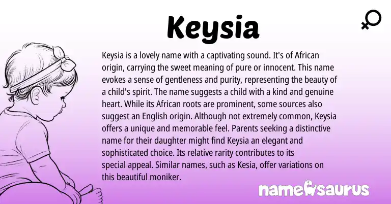 Infographic about Keysia name meaning, Keysia is a name from African origin(s).