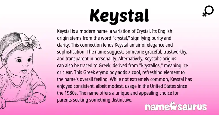 Infographic about Keystal name meaning, Keystal is a name from English, American origin(s).