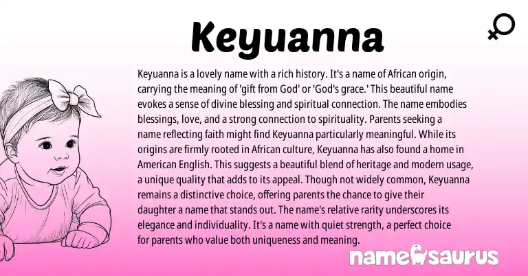 Infographic about Keyuanna name meaning, Keyuanna is a name from African origin(s).