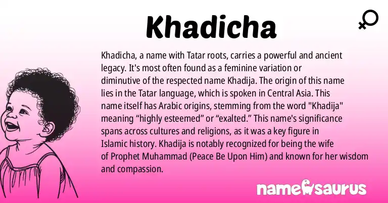 Infographic about Khadicha name meaning, Khadicha is a name from Tatar origin(s).