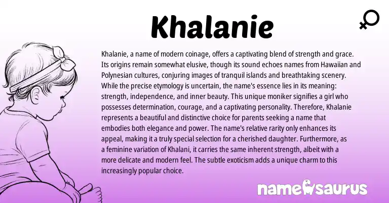 Infographic about Khalanie name meaning, Khalanie is a name from Persian origin(s).
