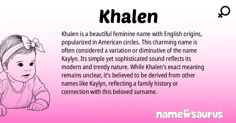 Infographic about Khalen name meaning, Khalen is a name from English (American) origin(s).