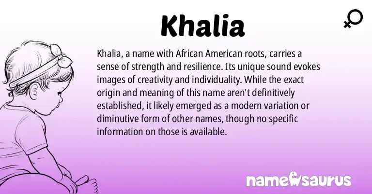 Infographic about Khalia name meaning, Khalia is a name from African American origin(s).