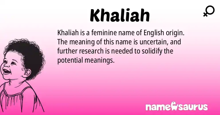 Infographic about Khaliah name meaning, Khaliah is a name from English origin(s).