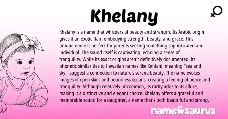 Infographic about Khelany name meaning, Khelany is a name from Arabic origin(s).