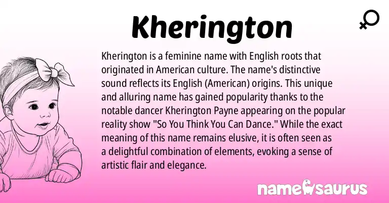 Infographic about Kherington name meaning, Kherington is a name from English (American) origin(s).