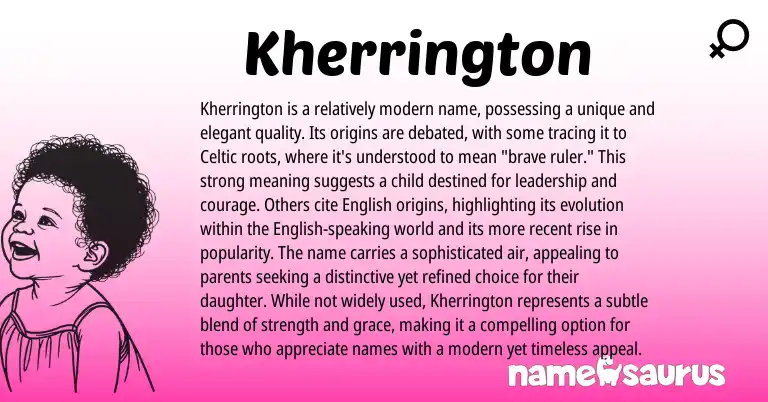 Infographic about Kherrington name meaning, Kherrington is a name from Celtic origin(s).