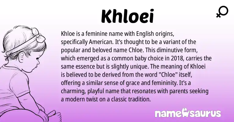 Infographic about Khloei name meaning, Khloei is a name from English (American) origin(s).