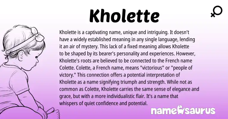 Infographic about Kholette name meaning, Kholette is a name from Other origin(s).