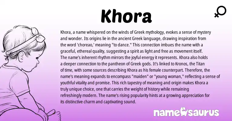 Infographic about Khora name meaning, Khora is a name from Greek origin(s).