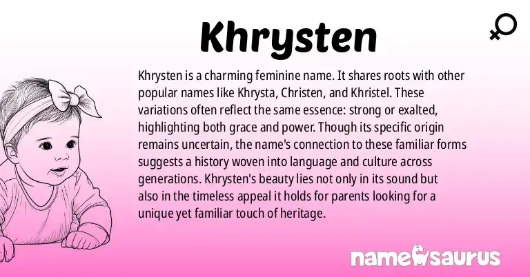 Infographic about Khrysten name meaning, Khrysten is a name from N/A origin(s).