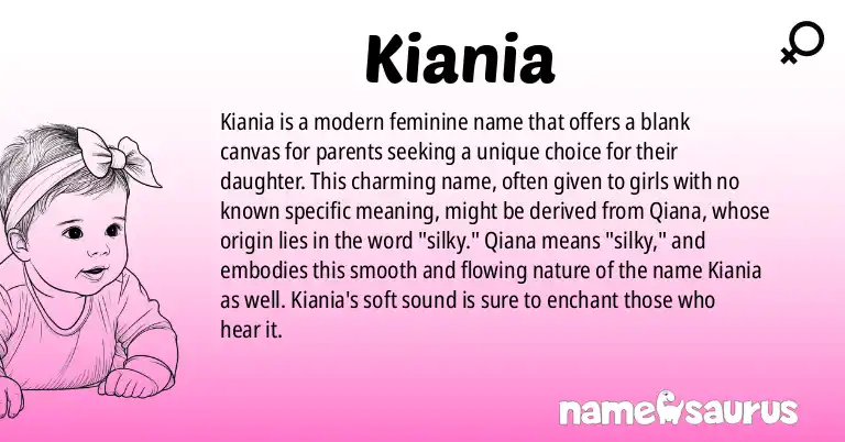 Infographic about Kiania name meaning, Kiania is a name from Modern origin(s).