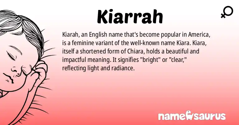 Infographic about Kiarrah name meaning, Kiarrah is a name from English (American) origin(s).