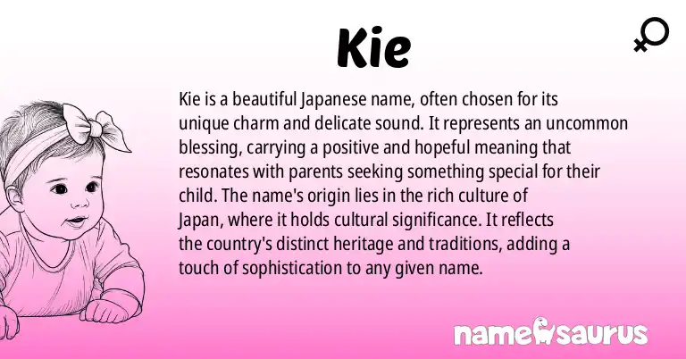 Infographic about Kie name meaning, Kie is a name from Japanese origin(s).