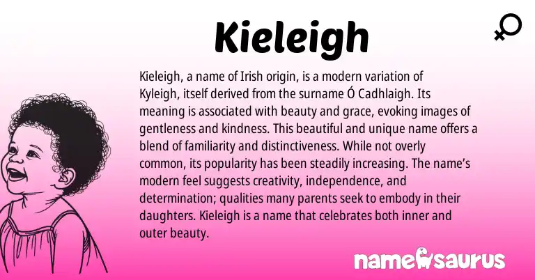 Infographic about Kieleigh name meaning, Kieleigh is a name from Irish origin(s).
