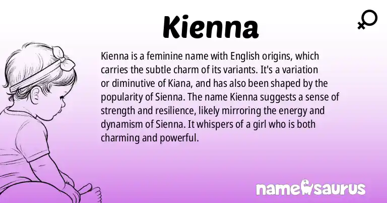 Infographic about Kienna name meaning, Kienna is a name from English origin(s).