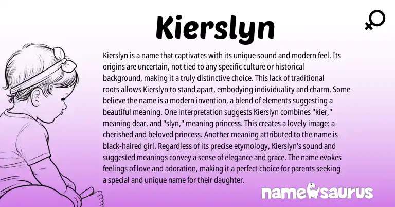 Infographic about Kierslyn name meaning, Kierslyn is a name from Irish, American origin(s).