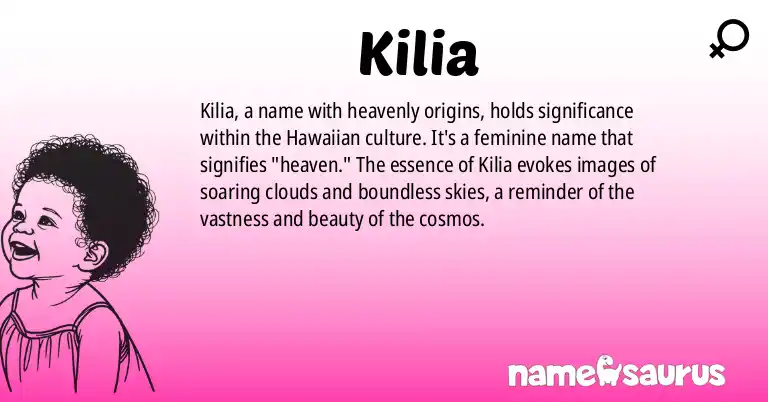 Infographic about Kilia name meaning, Kilia is a name from Hawaiian origin(s).
