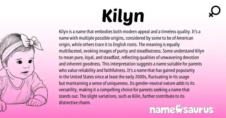 Infographic about Kilyn name meaning, Kilyn is a name from American origin(s).