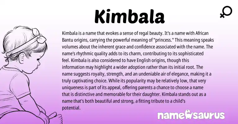 Infographic about Kimbala name meaning, Kimbala is a name from Bantu, African origin(s).