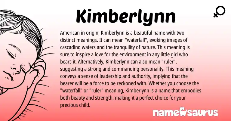 Infographic about Kimberlynn name meaning, Kimberlynn is a name from American origin(s).