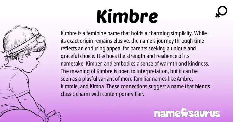 Infographic about Kimbre name meaning, Kimbre is a name from N/A origin(s).