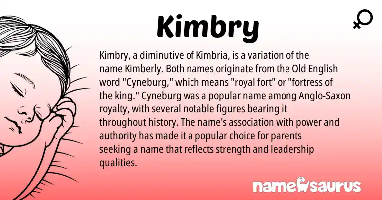 Infographic about Kimbry name meaning, Kimbry is a name from Old English, Anglo-Saxon origin(s).