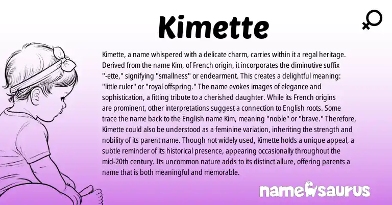 Infographic about Kimette name meaning, Kimette is a name from French origin(s).
