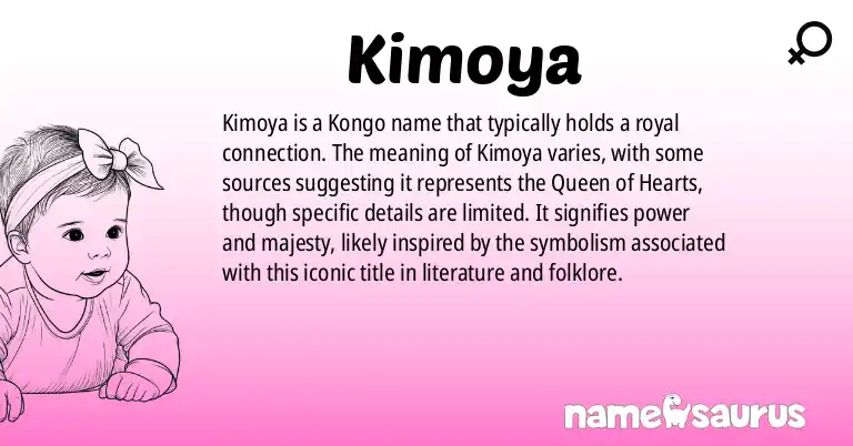 Infographic about Kimoya name meaning, Kimoya is a name from Kongo origin(s).