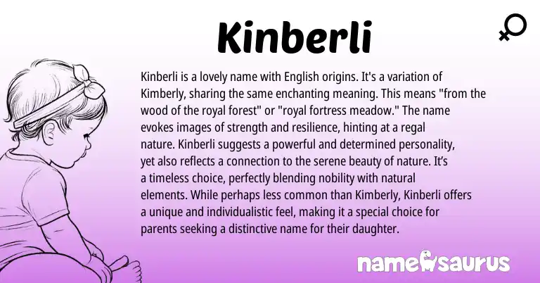 Infographic about Kinberli name meaning, Kinberli is a name from English origin(s).