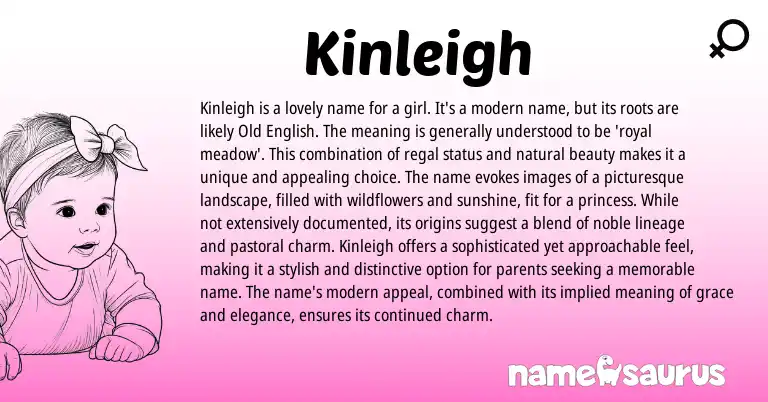 Infographic about Kinleigh name meaning, Kinleigh is a name from English origin(s).