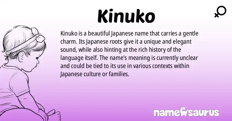 Infographic about Kinuko name meaning, Kinuko is a name from Japanese origin(s).