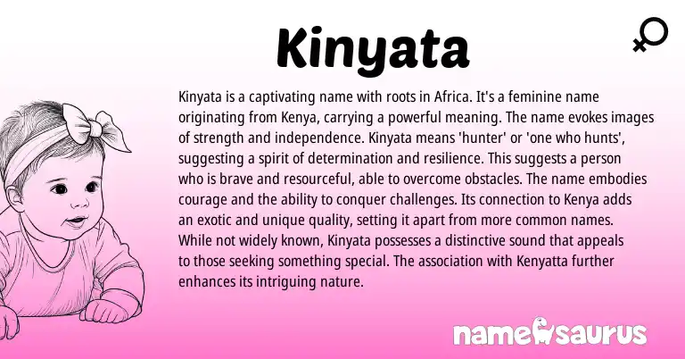 Infographic about Kinyata name meaning, Kinyata is a name from African origin(s).