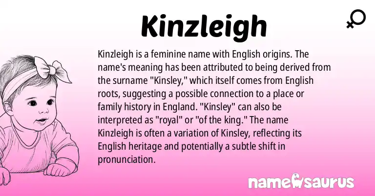 Infographic about Kinzleigh name meaning, Kinzleigh is a name from English origin(s).