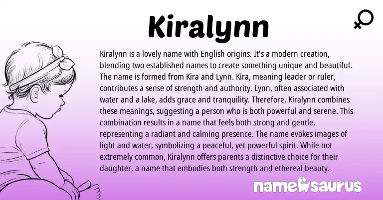 Infographic about Kiralynn name meaning, Kiralynn is a name from English origin(s).
