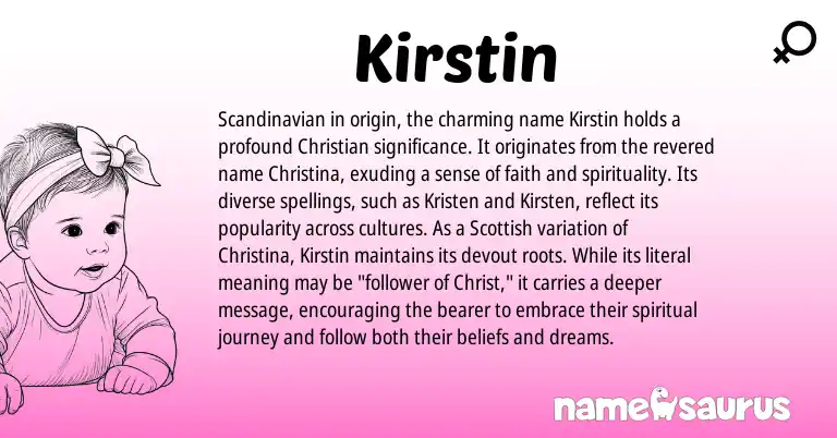 Infographic about Kirstin name meaning, Kirstin is a name from Scandinavian, Scottish origin(s).