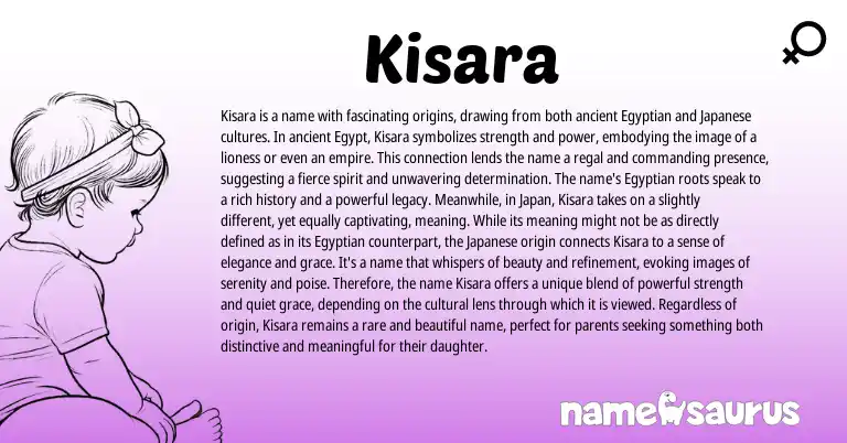 Infographic about Kisara name meaning, Kisara is a name from Egyptian origin(s).