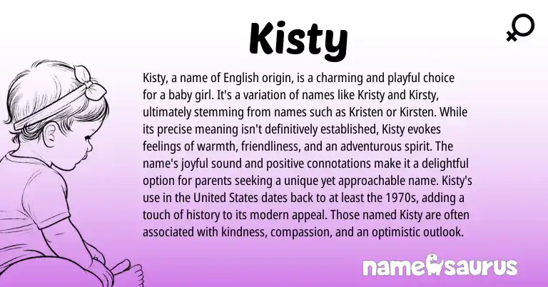 Infographic about Kisty name meaning, Kisty is a name from English origin(s).