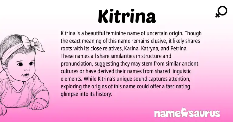 Infographic about Kitrina name meaning, Kitrina is a name from N/A origin(s).
