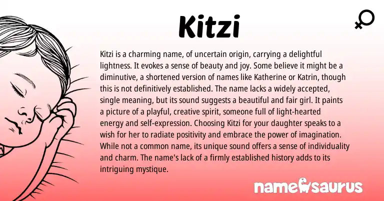 Infographic about Kitzi name meaning, Kitzi is a name from English, Yiddish origin(s).