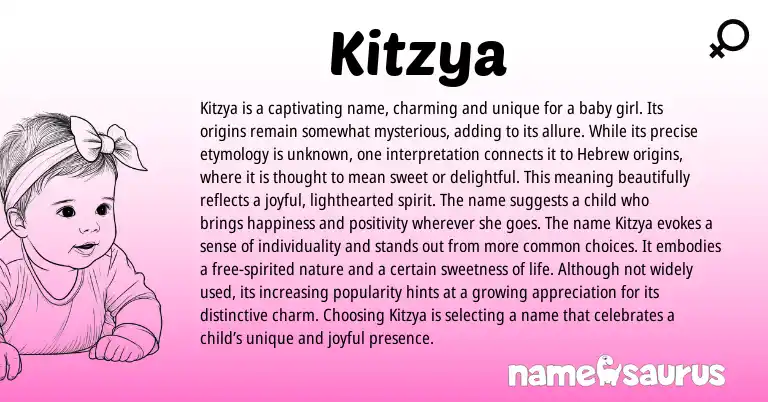 Infographic about Kitzya name meaning, Kitzya is a name from Hebrew origin(s).