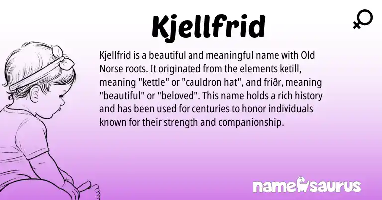 Infographic about Kjellfrid name meaning, Kjellfrid is a name from Old Norse origin(s).