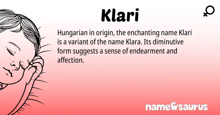 Infographic about Klari name meaning, Klari is a name from Hungarian origin(s).
