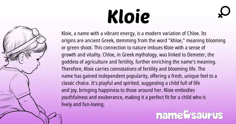 Infographic about Kloie name meaning, Kloie is a name from Other origin(s).