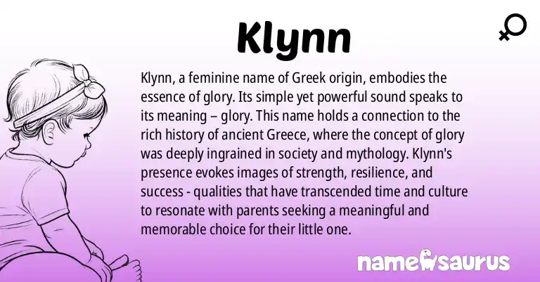 Infographic about Klynn name meaning, Klynn is a name from Greek origin(s).
